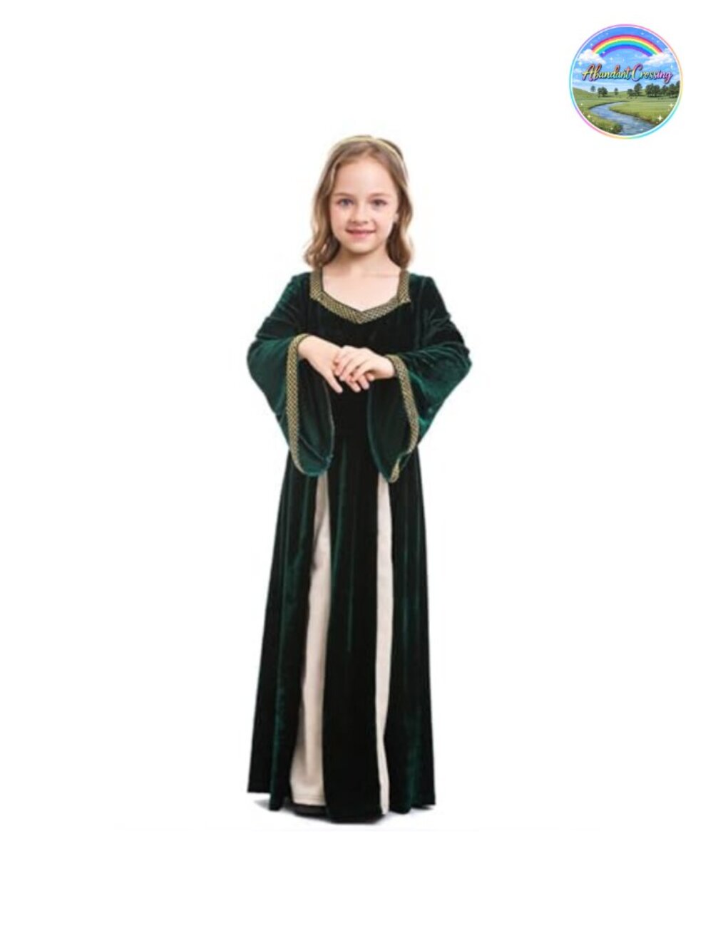 Girls Renaissance Medieval Princess Costume Velvet Dress Cosplay